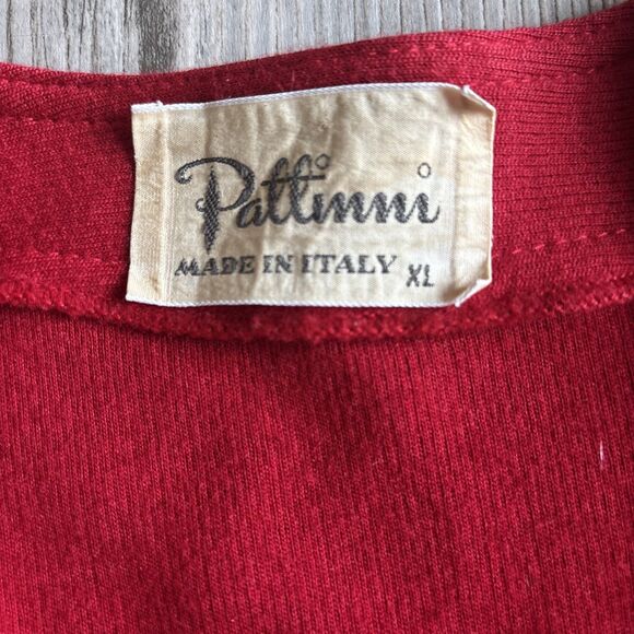Vintage Pattinni Made In Italy Wool Sweater Red Cardigan With Buttons Size XL - Picture 5 of 7